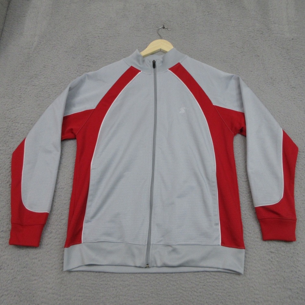 Starter Track Jacket Men M Grey Red Colorblock 90s Streetwear Hiphop Retro Urban